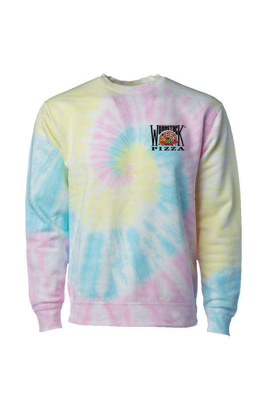 Woodstock's Pizza Tie Dye Sunset Swirl Crew Neck